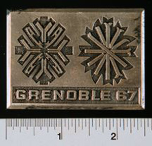 Thumbnail of Commemorative Plaque: "Grenoble 67" (1977.01.0582)