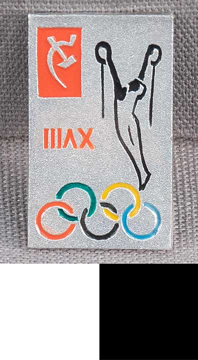 Thumbnail of Commemorative Pin for XVIII Summer Olympic Games in Tokyo worn by the Coaches, Trainers and Judges on the Soviet Olympic Team: Men