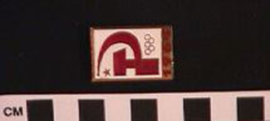 Thumbnail of Commemorative Pin for XVIII Summer Olympic Games in Tokyo worn by the Coaches, Trainers and Judges on the Soviet Olympic Team  (1977.01.1340A)
