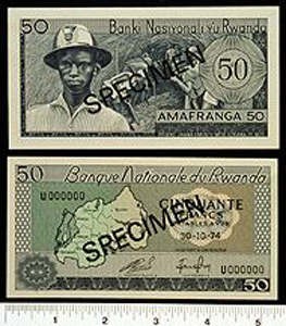 Thumbnail of Bank Note: Rwanda, 50 Francs (1992.23.2039)