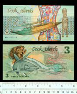 Thumbnail of Bank Note: Cook Islands, 3 Dollars (1992.23.0339)