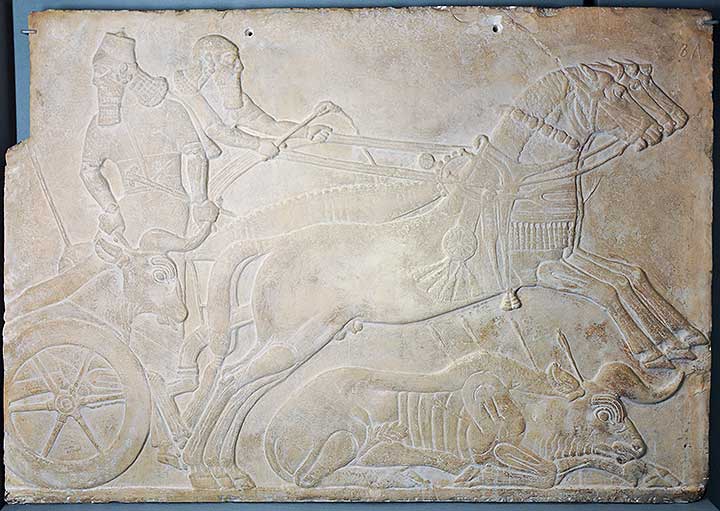 Thumbnail of Plaster Cast of Bas Relief: Ashurnasirpal II King of Assyria Hunting Wild Bulls (1901.19.0001A)