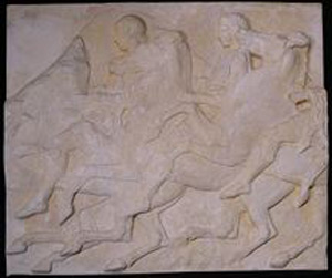 Thumbnail of Plaster Cast of North parthenon Frieze Panel - Three Knights Mounted on Galloping Horses (1911.03.0005)