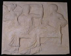 Thumbnail of Plaster Cast of East Parthenon Frieze Panel - Three Seated Figures: Iris (Hebe?), Hera, and Zeus (1911.03.0025)