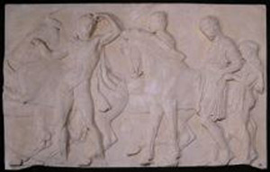 Thumbnail of Plaster Cast of North Parthenon Frieze Panel–Three Horseman and a Boy (1912.02.0012)