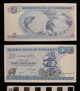 Thumbnail of Bank Note: Zimbabwe, 2 Dollars (1992.23.2364)