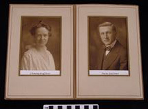 Thumbnail of Double Wedding Portrait in Album: Lillian May King Elliot and Charles John Elliot (1999.15.0013)