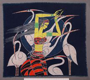 Thumbnail of Decorative Batik: Standing Woman with Herons (2001.10.0004)