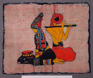Thumbnail of Decorative Batik: Seated Flute Player (2001.10.0007)