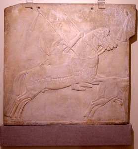 Thumbnail of Plaster Cast of Bas Relief: Ashurnasirpal II King of Assyria Hunting Wild Bulls (1901.19.0001B)