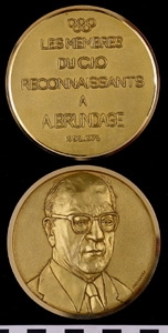 Thumbnail of Medal: in Honor of Avery Brundage, Member of the International Olympic Committee (1977.01.0032A)