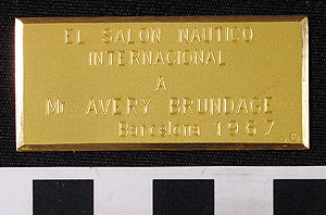 Thumbnail of Commemorative Plaque for the V International Boat Show in Barcelona Presented to Avery Brundage (1977.01.0038B)