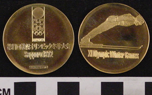Thumbnail of Commemorative Gold Medal for XI Olympic Winter Games in Sapporo (1977.01.0390A)