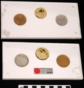 Thumbnail of Display Case Interior for Commemorative Medal for XI Olympic Winter Games in Sapporo (1977.01.0390R)