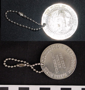 Thumbnail of Commemorative Medallion Key Chain: "Nevada Silver Centennial 1859 – 1959" (1977.01.0960A)