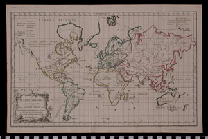 Thumbnail of Map: Mappe Monde, Suivant la Projection des Cartes Reduites (1988.07.0035)