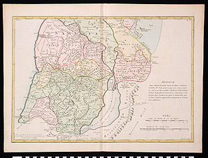 Thumbnail of Map: Terra Sancta Tabula e Scripturae Sacrae, Flavii Josephi, Eusebii et Divi Heronymi (1989.11.0021)