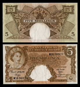 Thumbnail of Bank Note: British East Africa, 5 Shillings (1992.23.0396)