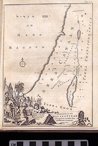 Thumbnail of Map: conspectus palestinae uri delta priscis incolis... (1995.25.0098)