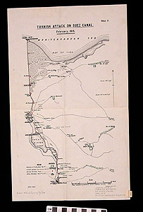 Thumbnail of Map: Turkish Attack on Suez Canal, February, 1915 (1997.11.0003)