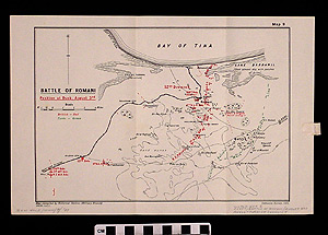 Thumbnail of Map: Battle of Romani- Position at Dusk, August 3rd (1997.11.0009)