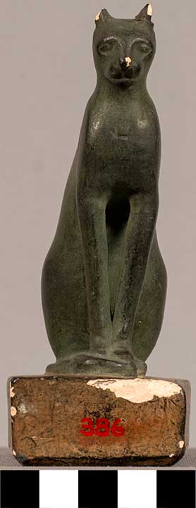 Thumbnail of Plaster Cast of Votive Figure: Seated Cat (1948.01.0037)