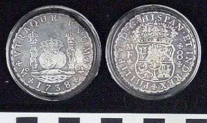 Thumbnail of Coin:  Spanish 8 Reales/Pillar Silver Dollar (1979.03.0001A)