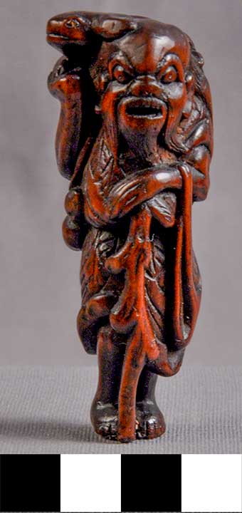 Thumbnail of Netsuke: Gama Sennin, Daoist Holy Man, with Three-legged Toad (2004.13.0021)
