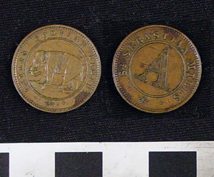 Thumbnail of Coin: Ceylon Company Coffee Token, 2 1/2 d (1971.15.3286)