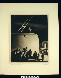 Thumbnail of Aquatint Copper Plate Etching Print: "Eve of the Green Corn Ceremony, Domingo Pueblo" (1952.02.0006)