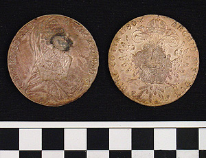 Thumbnail of Coin:  Yemen, c/m on Maria Theresa Taler, Date 1371 AH (1971.15.1788)