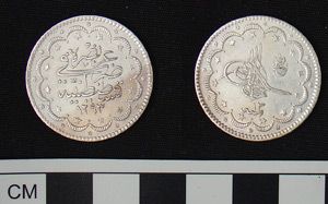 Thumbnail of Coin: Ottoman silver of Abdul Hamid II (1293-1327 AH)yr 13 (1971.15.1871)