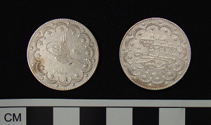 Thumbnail of Coin: Ottoman silver of Mohammed V (1327-1341 AH),yr 1 (1971.15.1872)