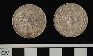 Thumbnail of Coin: Ottoman silver of Mohammed V (1327-1341 AH)yr 10 (1971.15.1880)
