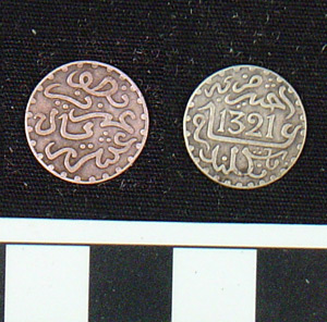 Thumbnail of Coin: Morocco,1321 AH (1971.15.1937)