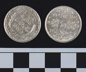 Thumbnail of Coin: Tunisia, 5 Franc (1971.15.1967)