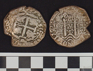 Thumbnail of Silver Counterfeit(?) Reproduction of Spanish Colonial Eight Reales Coin (1981.04.0032)