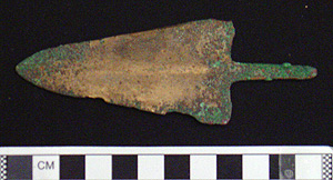 Thumbnail of Two Edged Arrowhead or Spear Head with Tang (1996.13.0002)