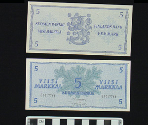 Thumbnail of Bank Note: Finland, 5 Viisi Markkaa (2006.01.0006)