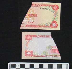 Thumbnail of Bank Note Fragment: Jamaica, Fifty Cents (2006.01.0008)