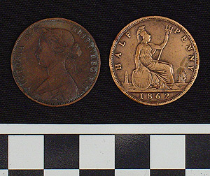 Thumbnail of Coin: England, 1/2 Penny, Copper (1965.01.0102)