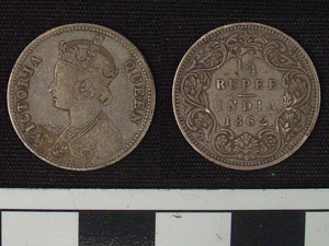 Thumbnail of Coin: British India, 1/4 Rupee (1900.96.0008)