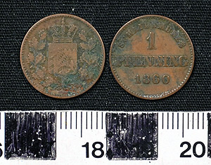 Thumbnail of Coin: 1 Pfennig, Bavaria, Germany (1900.61.0101)