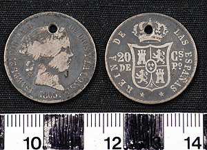 Thumbnail of Coin: Viceroyalty of New Spain Territory, 20 Centimos (1965.01.0010A)