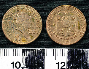 Thumbnail of Coin: Republic of the Philippines, 5 Sentimos (1965.01.0047)