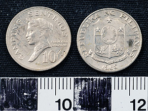 Thumbnail of Coin: Republic of the Philippines, 10 Sentimos (1965.01.0053)