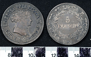 Thumbnail of Coin: Principality of Lucca and Piombino of the First French Empire, 5 Franchi (1965.01.0056)