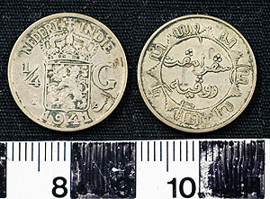 Thumbnail of Coin: Netherlands East Indies or Dutch East Indies, 1/4 Gulden (1965.01.0058)