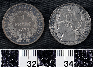 Thumbnail of Coin: French Third Republic, 1 Franc (1965.01.0127)