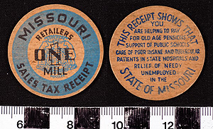 Thumbnail of Tax Token: Missouri Retailers Sales Tax 1 Mill (1971.29.0002)